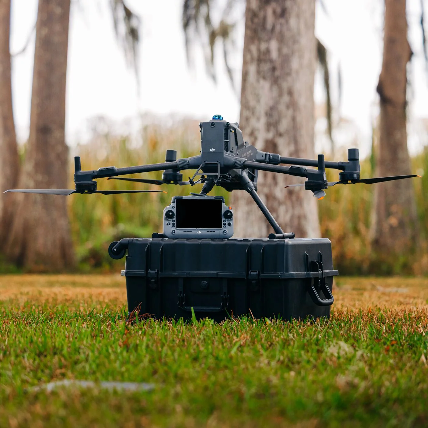 DJI Matrice 400 and Pelican case in the field